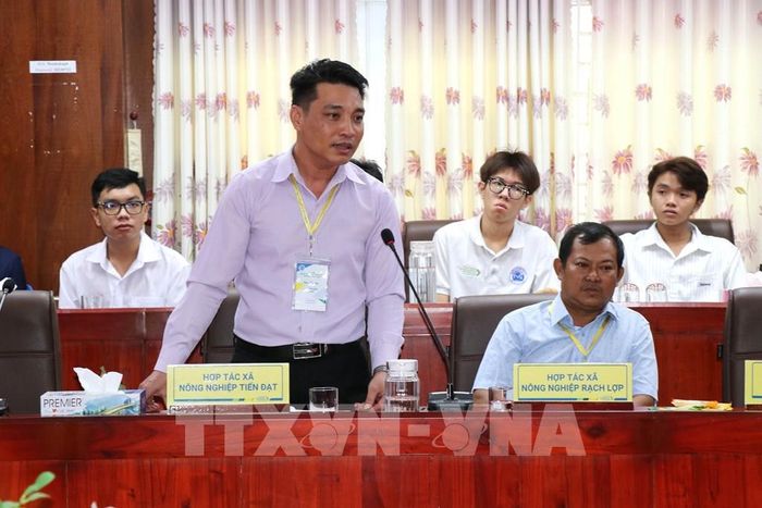 Đại diện Hợp tác xã nêu ý kiến tại hội thảo. Ảnh: Thanh Hòa - TTXVN