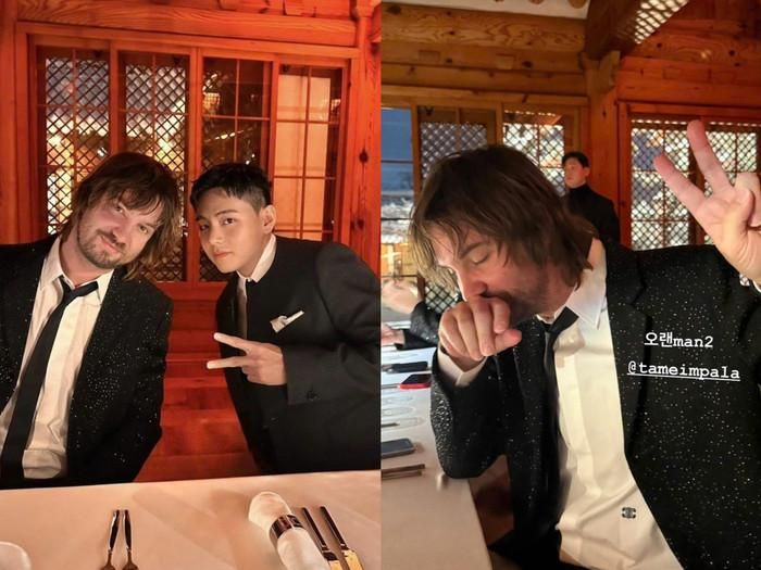 V (BTS) cùng Kevin Parker (Tame Impala) từng tiếp xúc tại một sự kiện. Ảnh: IGNV