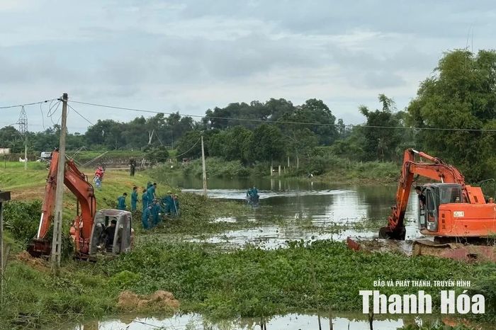 Xã Thọ Ngọc ra quân vớt bèo mảng, khơi thông dòng chảy sông Hoàng.