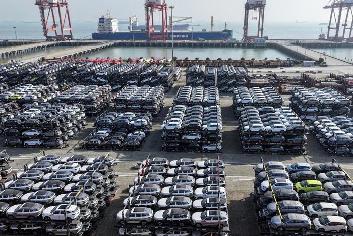 Dàn xe điện BYD chuẩn bị xuất khẩu từ Trung Quốc. Ảnh: AFP/Getty Images.
