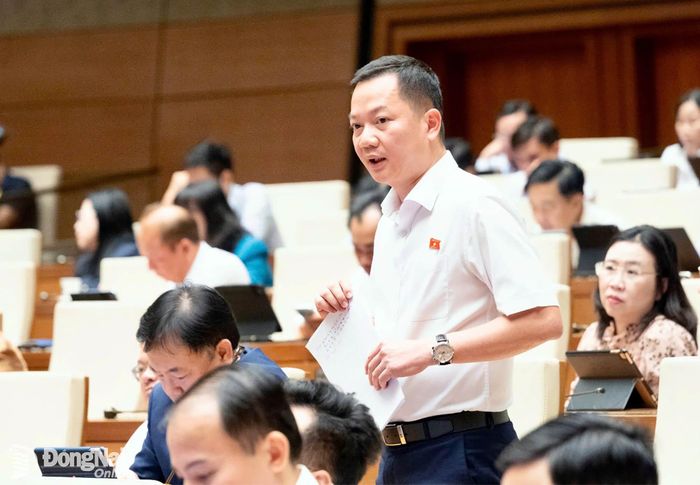 Đại biểu Trịnh Xuân An, Đoàn Đại biểu Quốc hội thành phố Đồng Nai phát biểu tại hội trường. Ảnh: CTV