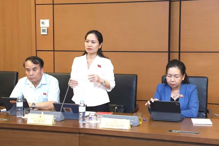 ĐB Siu Hương đồng tình cao với việc quy định hiện hành “Nhà nước hỗ trợ kinh phí” được sửa đổi thành “Nhà nước bảo đảm kinh phí” từ nguồn ngân sách nhà nước. Ảnh: Đoàn ĐBQH tỉnh Gia Lai