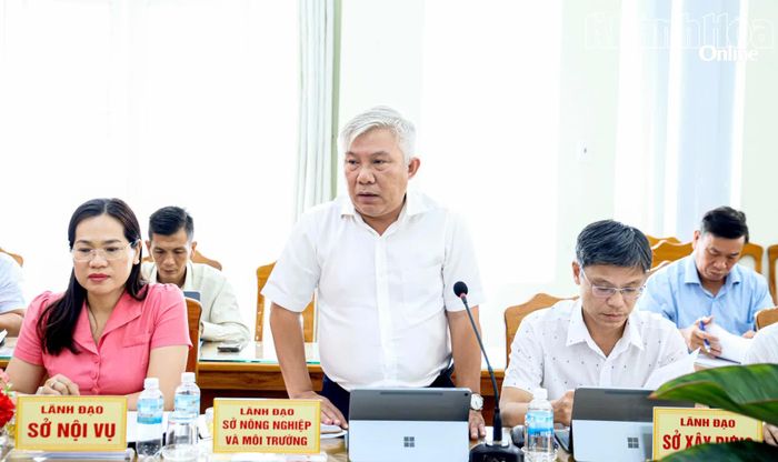 Lãnh đạo Sở Nông nghiệp và Môi trường phát biểu tại buổi làm việc.