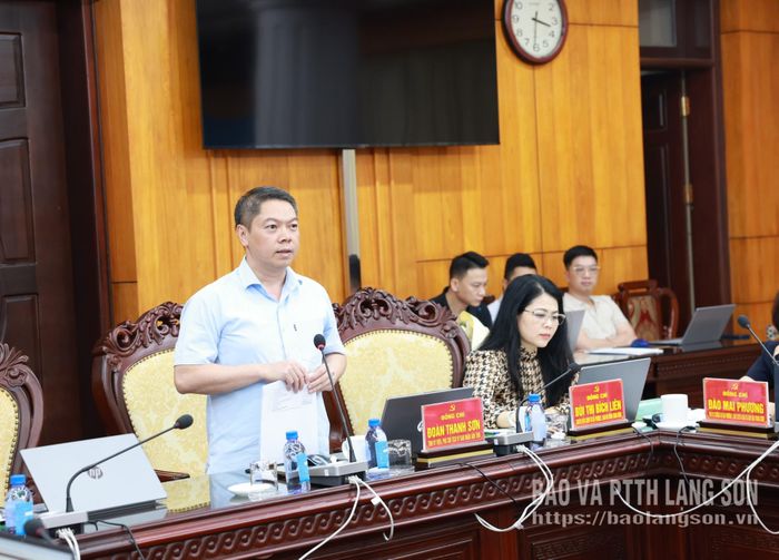 Đồng chí Đoàn Thanh Sơn, Phó Chủ tịch UBND tỉnh phát biểu tại hội nghị