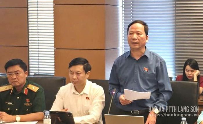 Đại biểu Nguyễn Đặng Ân, Phó Trưởng Đoàn chuyên trách Đoàn ĐBQH tỉnh phát biểu thảo luận ở tổ