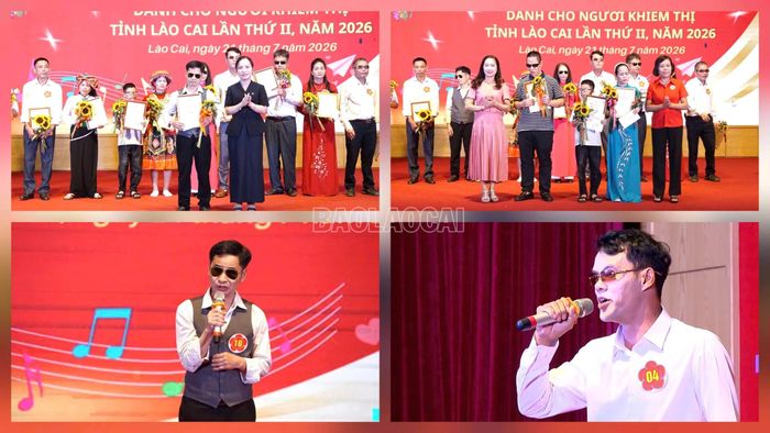 Các thành viên Đội văn nghệ Câu lạc bộ tẩm quất người mù tỉnh Lào Cai tham gia cuộc thi "Tiếng hát từ trái tim" và giành nhiều giải thưởng.