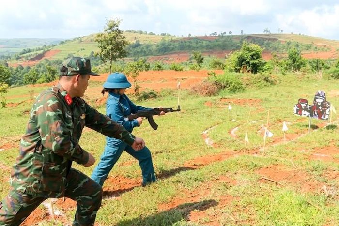 Huấn luyện kỹ thuật, chiến thuật giúp lực lượng DQTT xã Quảng Trực nâng cao khả năng sẵn sàng chiến đấu