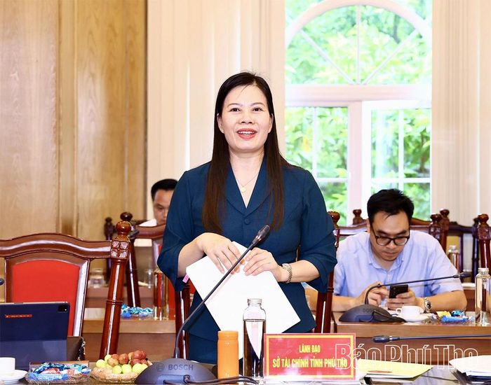 Giám đốc Sở Tài chính phát biểu tại hội nghị.