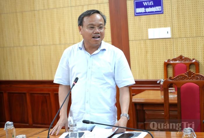 Đồng chí Lê Đức Tiến, Phó Chủ tịch UBND tỉnh phát biểu tại buổi làm việc - Ảnh: T.Đ