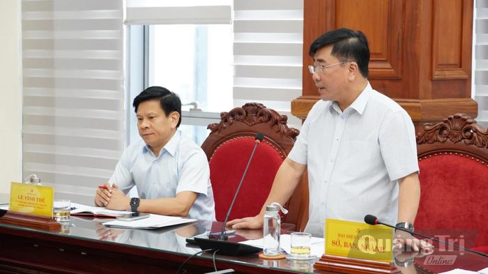 Đại diện lãnh đạo Ban Quản lý Khu Kinh tế tỉnh phát biểu tại buổi làm việc - Ảnh: Q.V