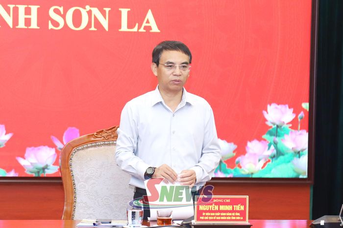 Đồng chí Nguyễn Minh Tiến, Phó Chủ tịch UBND tỉnh phát biểu kết luận tại cuộc họp.