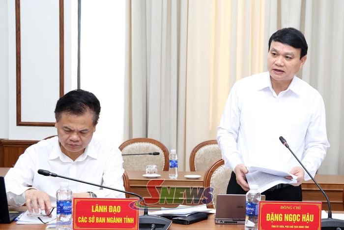 Đồng chí Phó Chủ tịch UBND tỉnh phát biểu tại cuộc họp.