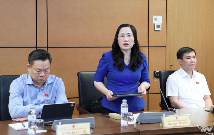 Đại biểu Nguyễn Thị Thủy, Phó Chủ nhiệm Ủy ban Pháp luật và Tư pháp của Quốc hội góp ý dự thảo Luật Hòa giải ở cơ sở (sửa đổi) tại Tổ thảo luận.