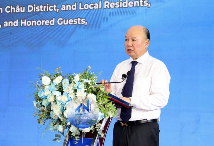 Chủ tịch HĐQT Xuân Cầu Holdings Tô Dũng phát biểu tại Lễ khởi công. Ảnh: baotayninh.vn