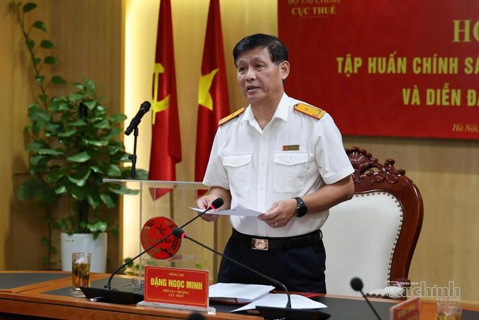 Phó Cục trưởng Cục Thuế Đặng Ngọc Minh phát biểu tại hội thảo. Ảnh: TN