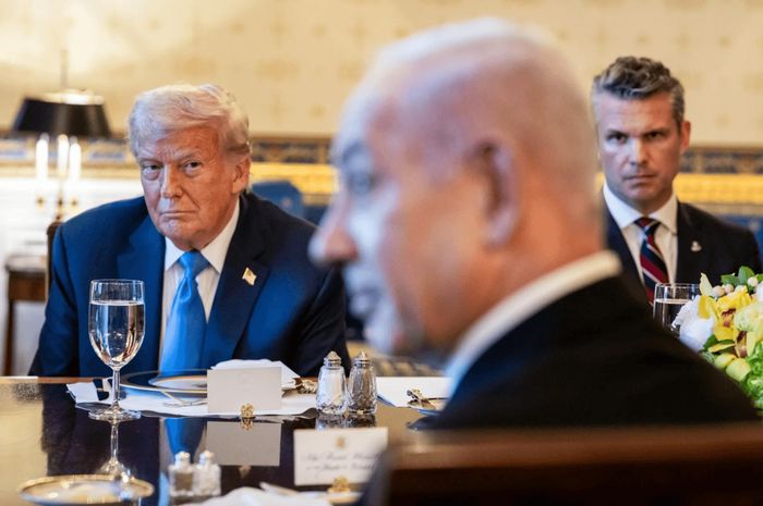 Thủ tướng Israel Benjamin Netanyahu dự tiệc tối với Tổng thống Mỹ Donald Trump trong chuyến thăm Washington hồi tháng 7/2025. Ảnh: Nhà Trắng