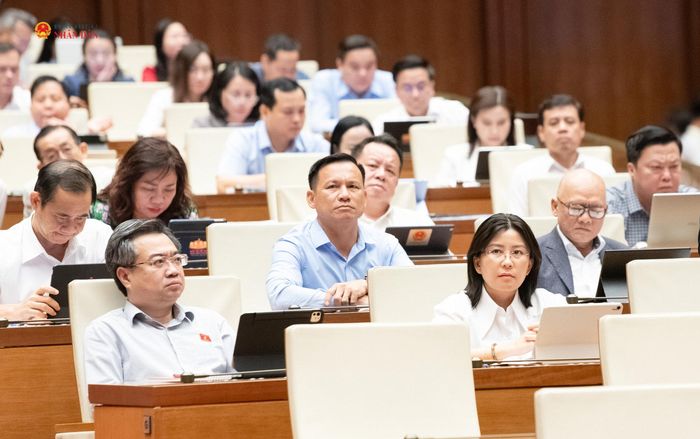 Quốc hội thảo luận tại hội trường về dự án Luật sửa đổi, bổ sung Điều 6 và Phụ lục IV về Danh mục ngành, nghề đầu tư kinh doanh có điều kiện của Luật Đầu tư, chiều 5/8. Ảnh: Lâm Hiển