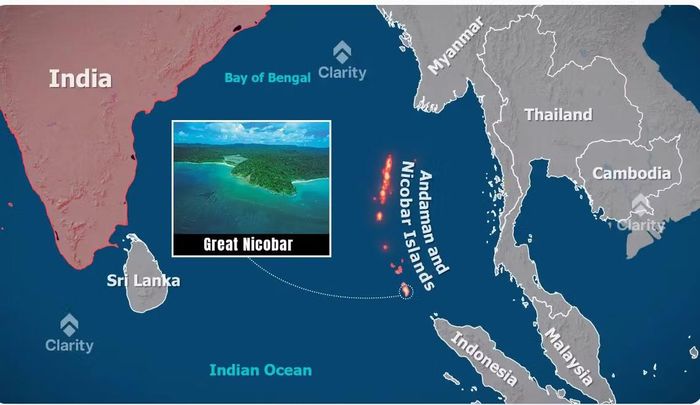  Vị trí đảo Great Nicobar trên Ấn Độ Dương. Ảnh: Hindustan Times 