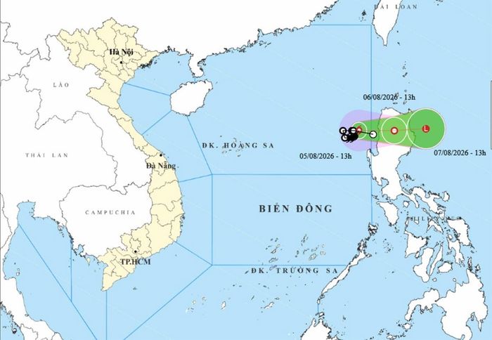 Bản đồ dự báo đường đi, khu vực ảnh hưởng của bão số 3. (Nguồn: NCHMF)