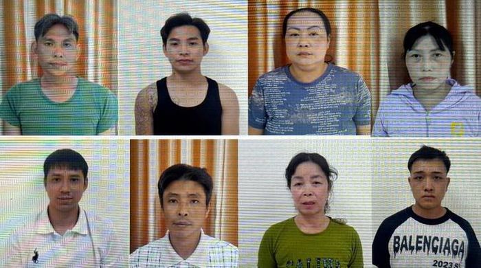 Các bị can trong vụ án. Ảnh: Công an tỉnh An Giang
