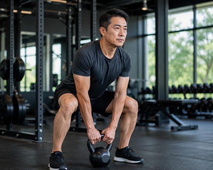 Sau tuổi 40, tập sức mạnh là giải pháp hiệu quả để duy trì khối cơ và cải thiện thể lực. Ảnh minh họa AI.