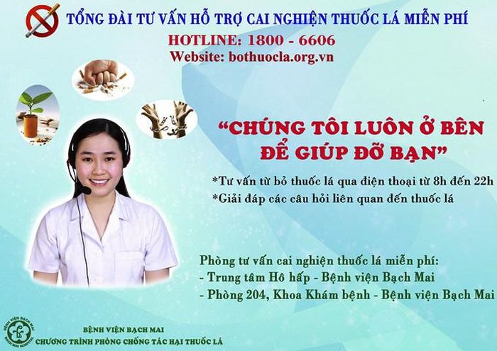 Truyền thông về tư vấn cai nghiện thuốc lá. Ảnh: Bệnh viện Bạch Mai