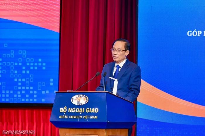  Bộ trưởng Ngoại giao Lê Hoài Trung phát biểu tại Phiên thảo luận. Ảnh: Quang Hòa/Thế giới&amp;Việt Nam. 