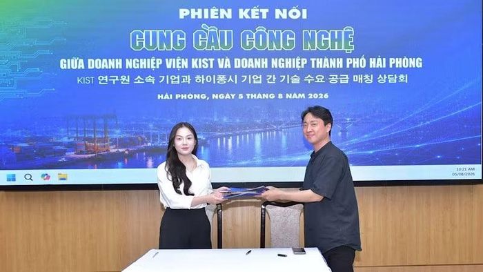 Doanh nghiệp Hải Phòng ký biên bản ghi nhớ hợp tác với doanh nghiệp Hàn Quốc tại Phiên kết nối cung cầu công nghệ trong khuôn khổ Techfest HaiPhong 2026. (Ảnh: XUÂN TRƯỜNG)