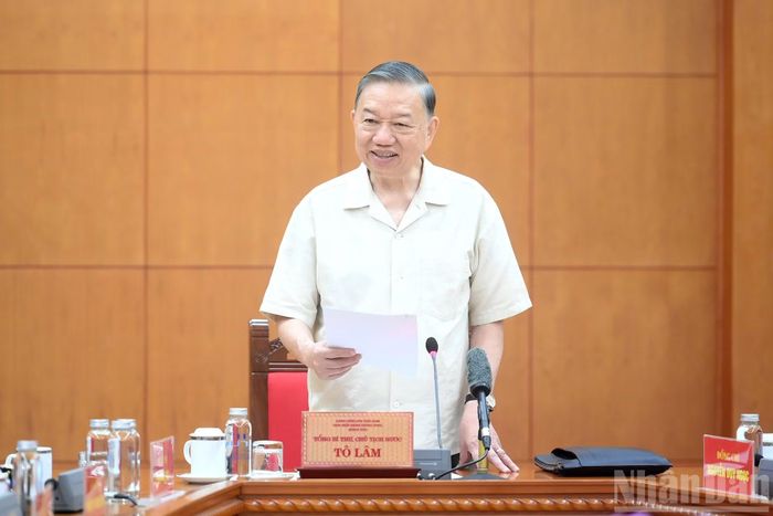  Tổng Bí thư, Chủ tịch nước Tô Lâm phát biểu chỉ đạo tại cuộc làm việc. 
