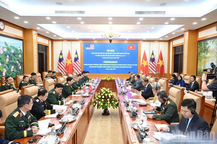 Quang cảnh hội đàm. (Ảnh: THẾ ĐẠI)