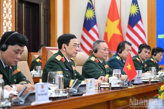 Đại tướng Phan Văn Giang phát biểu tại hội đàm. (Ảnh: THẾ ĐẠI)