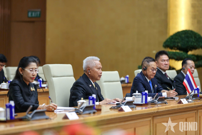 Chủ tịch Quốc hội kiêm Chủ tịch Hạ viện Thái Lan Sophon Zaram phát biểu tại cuộc hội kiến. Ảnh: TRỌNG HẢI