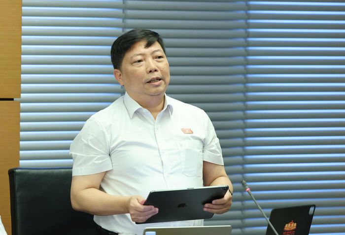 ĐB Nguyễn Vũ Trung (TPHCM) phát biểu tại phiên thảo luận tổ. Ảnh: QUANG PHÚC 