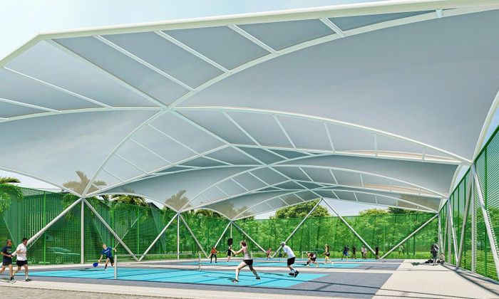 Sân pickleball được đặt ngay trong khuôn viên khu đô thị giúp cư dân thỏa sức tập luyện mà không cần phải đi xa