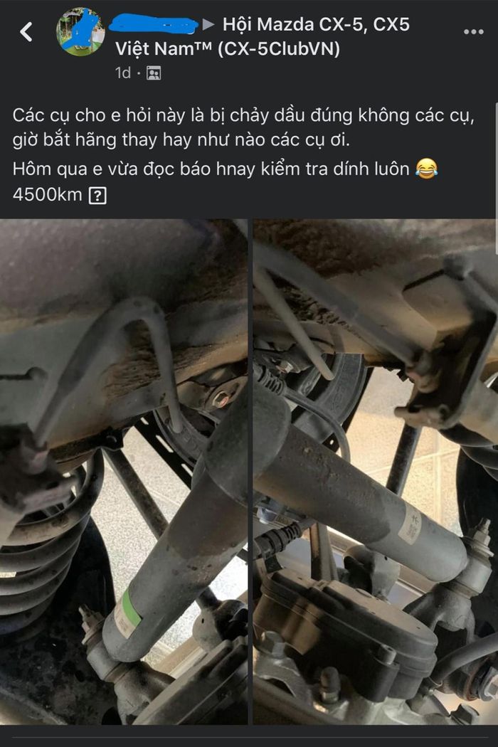 Lỗi chảy dầu giảm xóc sau dù đã được hãng bảo hành nhưng tình trạng này vẫn tái diễn sau khi thay thế. Ảnh chụp màn hình