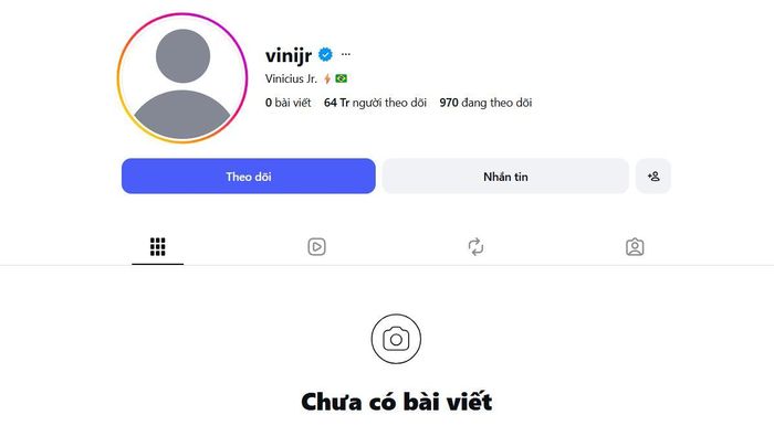 Trang Instagram của Vinicius “bay” mọi thông tin