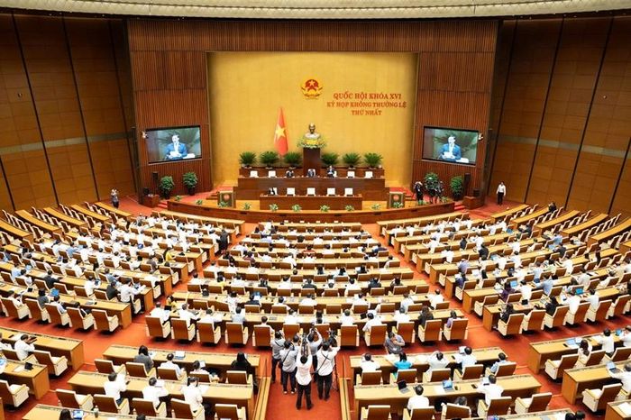 Quang cảnh phiên làm việc của Quốc hội sáng 6/8 (Ảnh: CTTĐT Quốc hội).