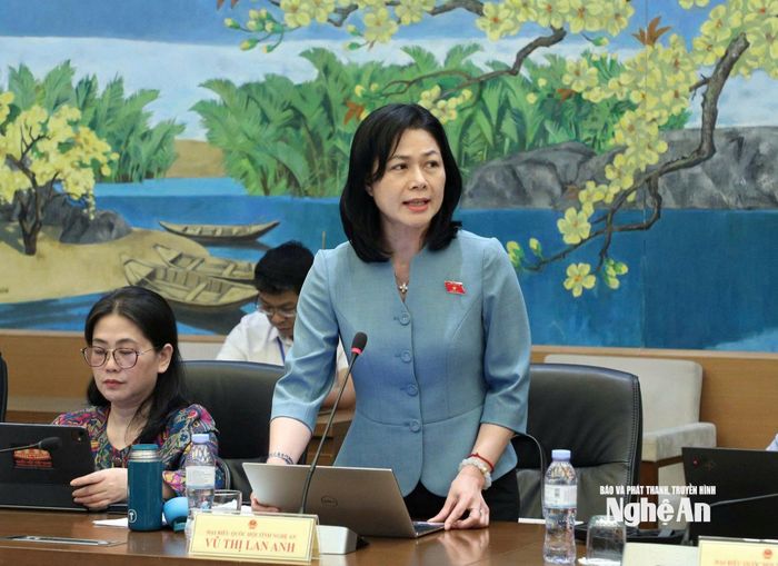 Đại biểu Vũ Thị Lan Anh - Ủy viên chuyên trách Ủy ban Công tác đại biểu của Quốc hội tham gia thảo luận tổ. Ảnh: Khánh Duy