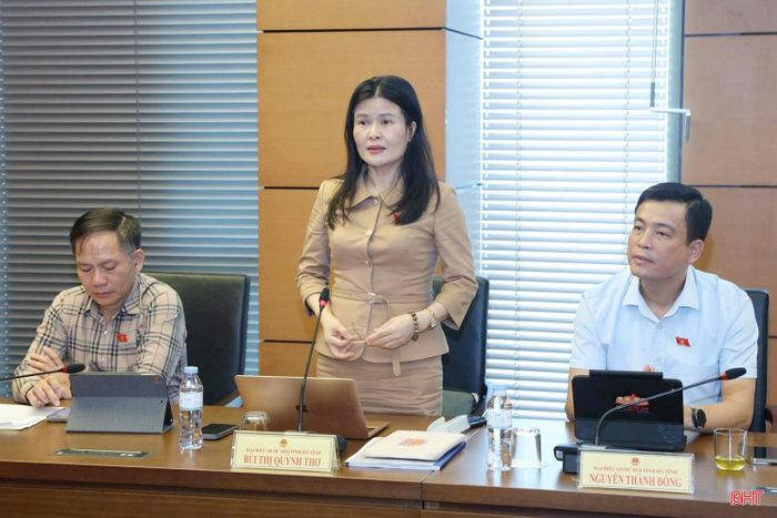 Đại biểu Bùi Thị Quỳnh Thơ - Phó Chủ nhiệm Ủy ban Công tác đại biểu của Quốc hội (Đoàn ĐBQH tỉnh Hà Tĩnh) phát biểu thảo luận.