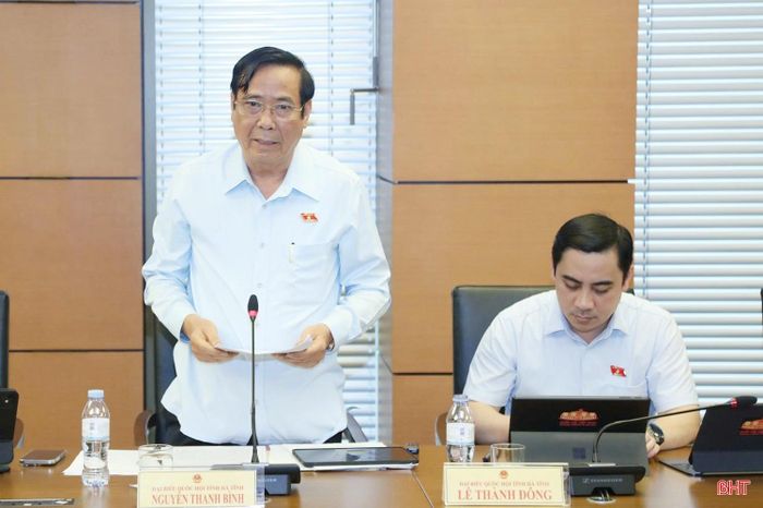 Đại biểu Nguyễn Thanh Bình - Chủ tịch Hội Người cao tuổi Việt Nam (Đoàn ĐBQH tỉnh Hà Tĩnh) phát biểu tại phiên thảo luận.