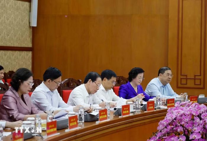 Các đại biểu tham dự cuộc làm việc. (Ảnh: Thống Nhất/TTXVN)