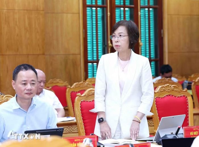 Đồng chí Vũ Việt Trang, Bí thư Đảng ủy, Tổng Giám đốc Thông tấn xã Việt Nam phát biểu tại hội nghị. (Ảnh: Phương Hoa/TTXVN)
