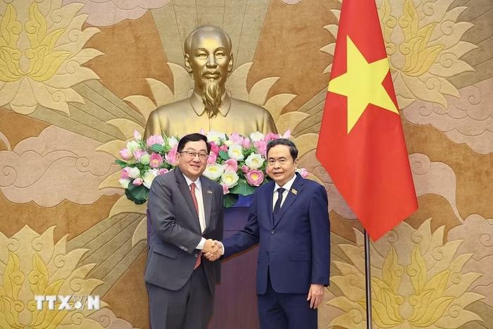 Chủ tịch Quốc hội Trần Thanh Mẫn tiếp Đại sứ Malaysia tại Việt Nam Dato’ Tan Yang Thai. (Ảnh: Doãn Tấn/TTXVN)