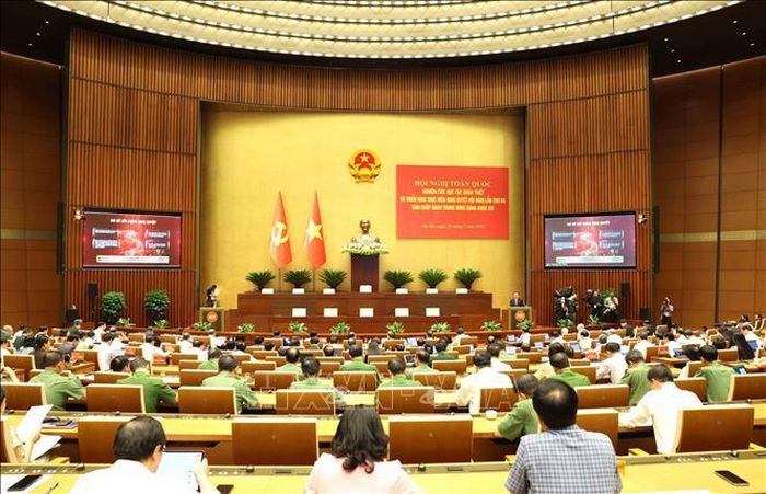 Hội nghị toàn quốc quán triệt và triển khai thực hiện Nghị quyết Hội nghị lần thứ ba Ban chấp hành Trung ương Đảng khóa XIV. Ảnh: Phương Hoa/TTXVN