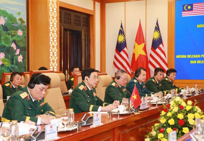Phó Thủ tướng Chính phủ, Bộ trưởng Bộ Quốc phòng Phan Văn Giang phát biểu tại hội đàm. Ảnh: Trọng Đức/TTXVN