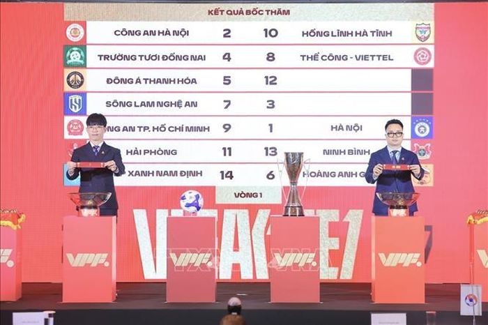 Lễ bốc thăm Giải bóng đá Vô địch Quốc gia LPBank 2026/27 (LPBank V.League 1-2026/27). Ảnh: Minh Quyết/TTXVN