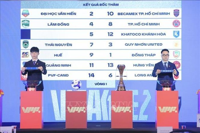 Lễ bốc thăm Giải bóng đá Hạng Nhất Quốc gia 2026/27 (V.League 2-2026/27). Ảnh: Minh Quyết/TTXVN