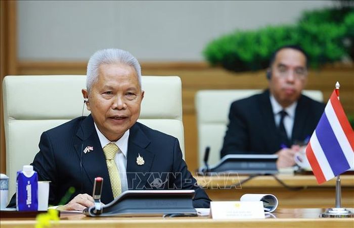 Chủ tịch Quốc hội kiêm Chủ tịch Hạ viện Thái Lan Sophon Zaram phát biểu tại cuộc hội kiến Thủ tướng Lê Minh Hưng. Ảnh: Dương Giang/TTXVN