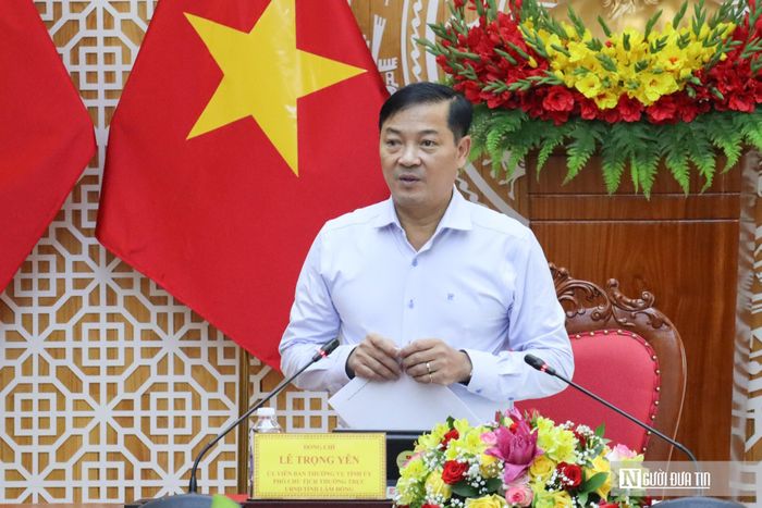 Ông Lê Trọng Yên - Phó Chủ tịch Thường trực UBND tỉnh Lâm Đồng - phát biểu kết luận cuộc họp.