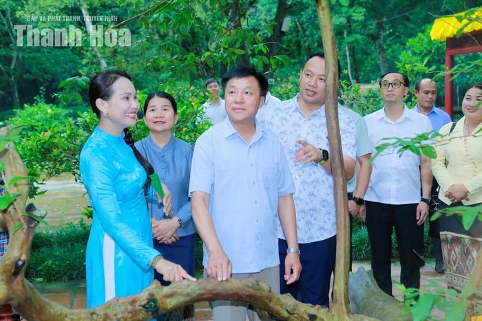 Các đại biểu tìm hiểu về “cây ổi cười” tại Khu di tích Quốc gia đặc biệt Lam Kinh.